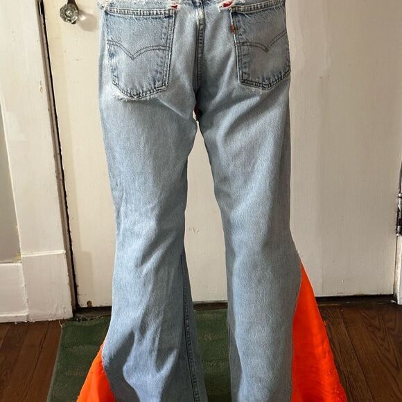 Vintage Levi’s orange tab distressed rehabbed/reimagined bell bottom jeans - Picture 2 of 11